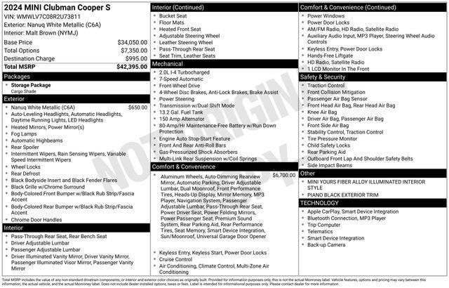 used 2024 MINI Clubman car, priced at $27,454