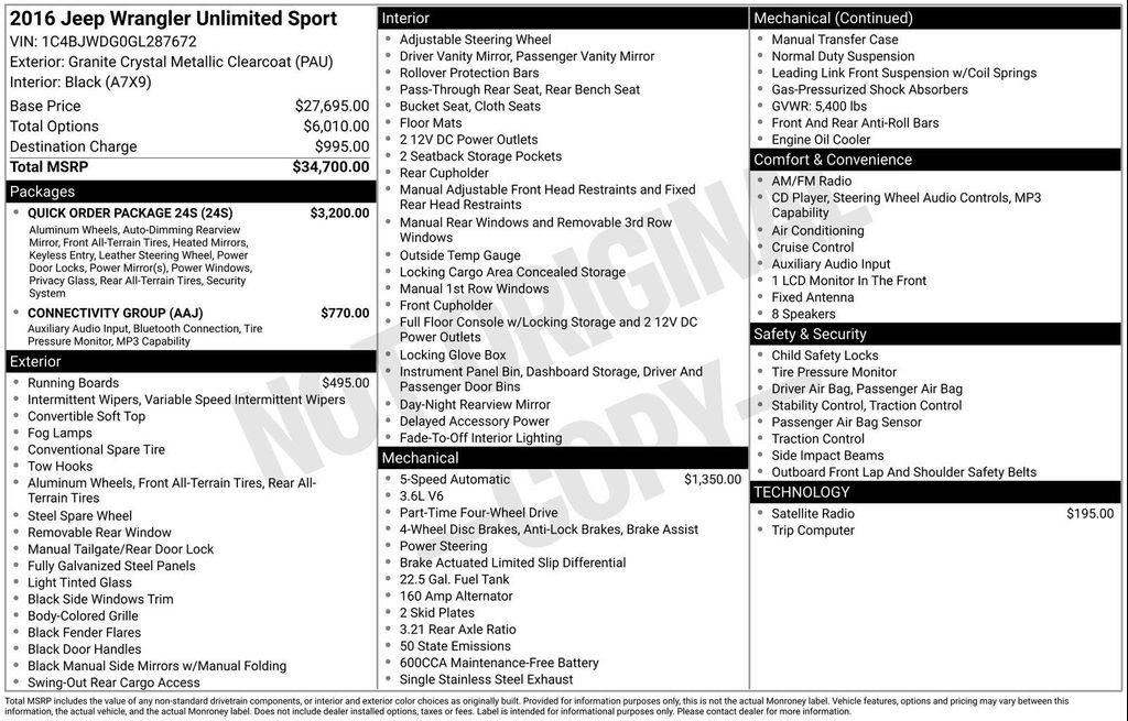 used 2016 Jeep Wrangler Unlimited car, priced at $16,790