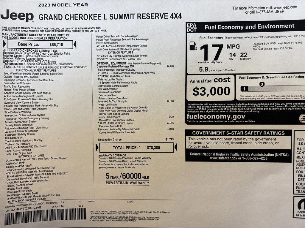 used 2023 Jeep Grand Cherokee L car, priced at $44,995