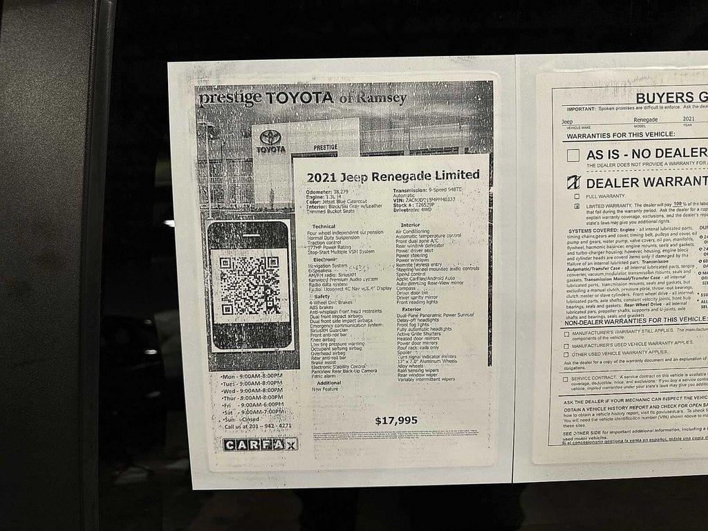 used 2021 Jeep Renegade car, priced at $17,995