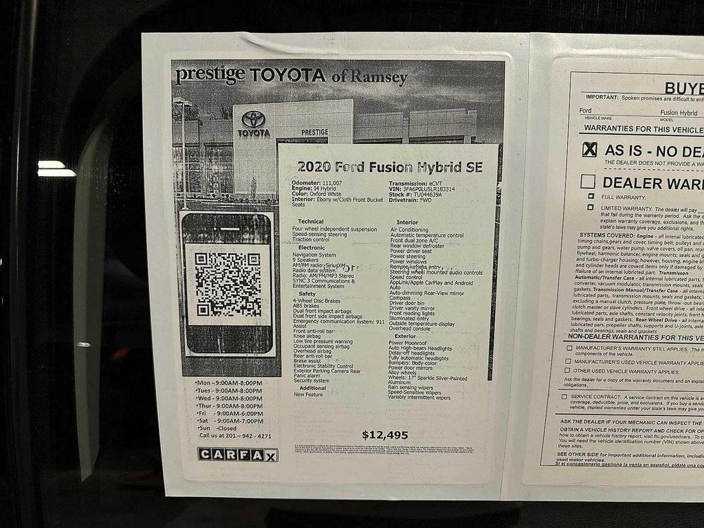 used 2020 Ford Fusion car, priced at $12,495