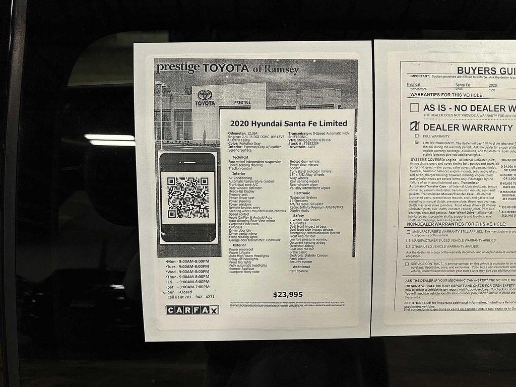 used 2020 Hyundai Santa Fe car, priced at $23,695