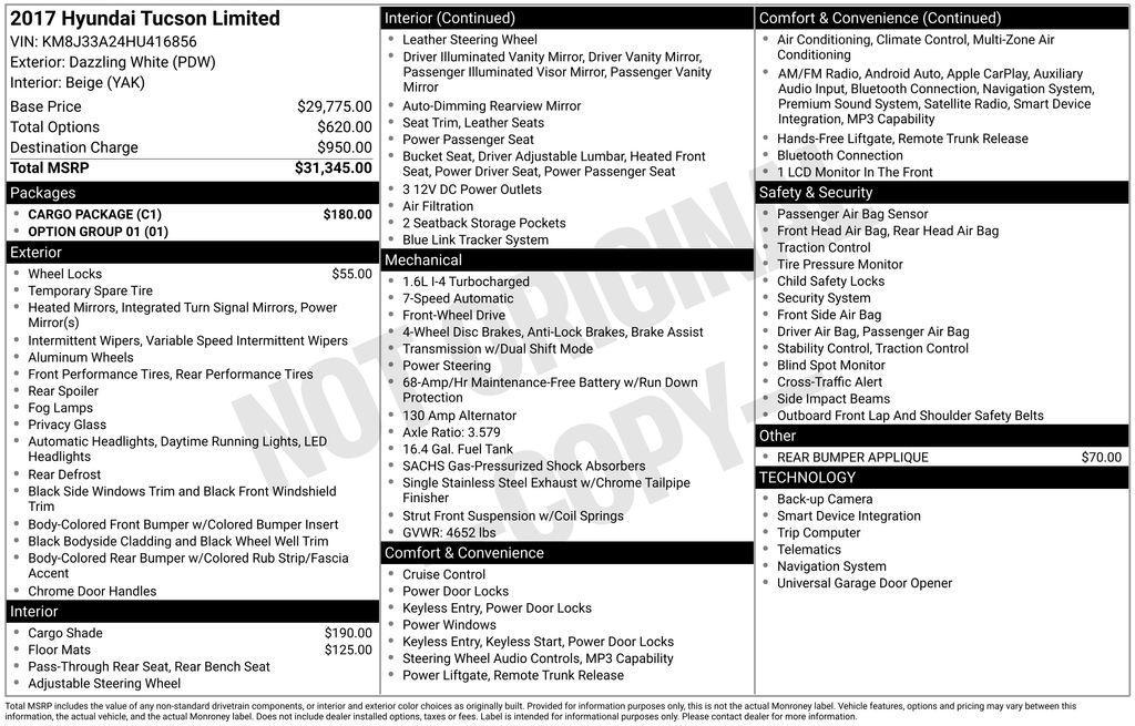 used 2017 Hyundai Tucson car, priced at $13,986