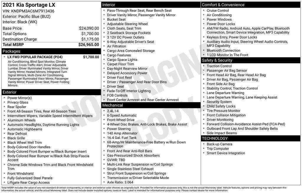 used 2021 Kia Sportage car, priced at $15,986