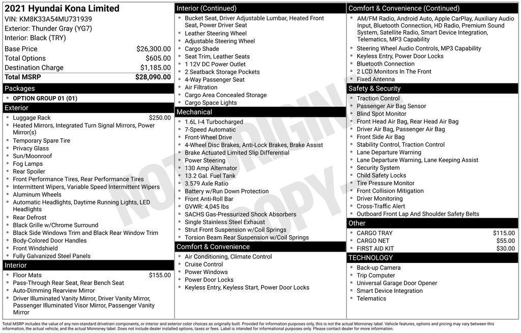 used 2021 Hyundai Kona car, priced at $15,755
