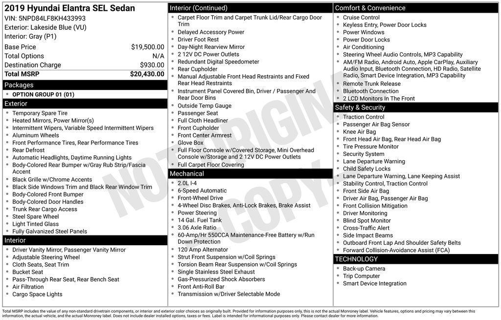 used 2019 Hyundai Elantra car, priced at $8,977
