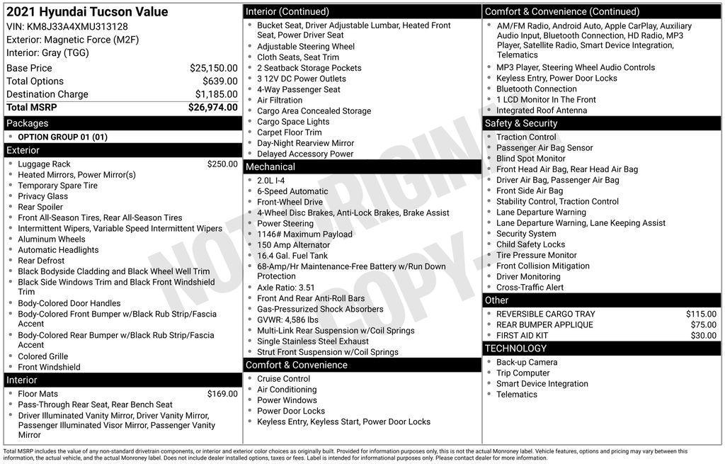 used 2021 Hyundai Tucson car, priced at $13,986