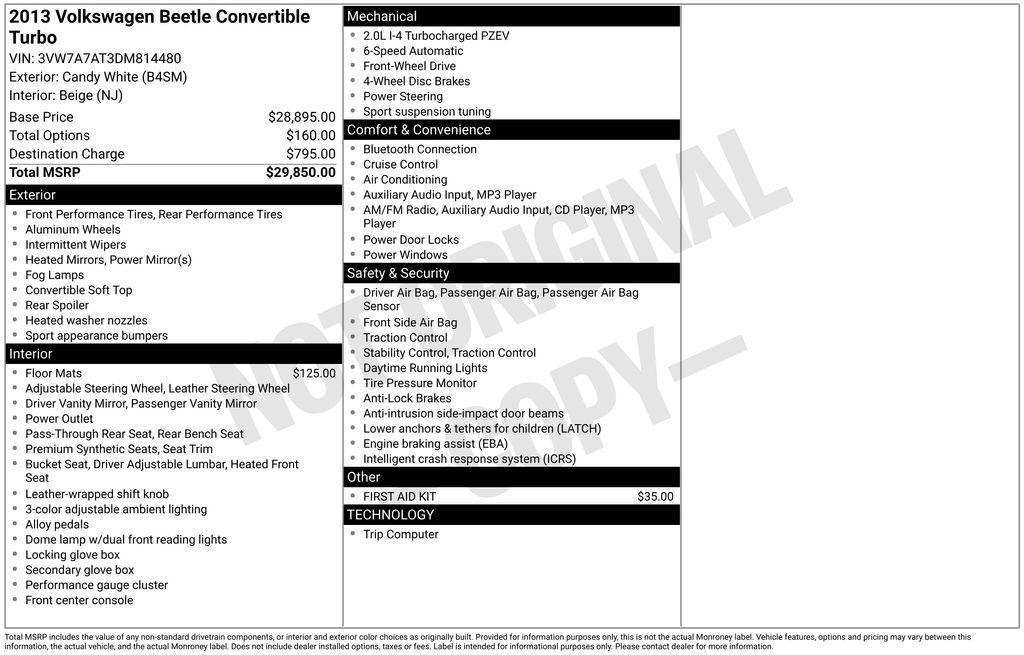 used 2013 Volkswagen Beetle car, priced at $13,950