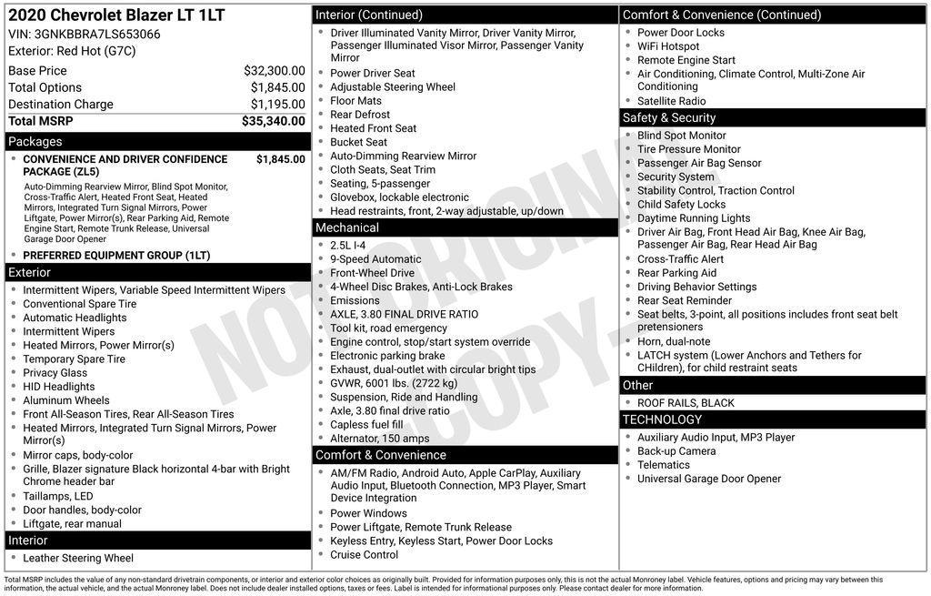 used 2020 Chevrolet Blazer car, priced at $16,552