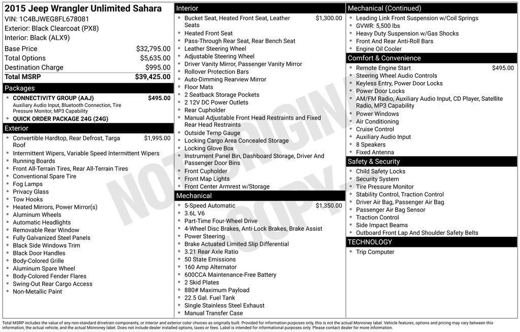used 2015 Jeep Wrangler Unlimited car, priced at $20,986