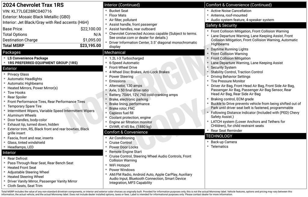 used 2024 Chevrolet Trax car, priced at $16,955