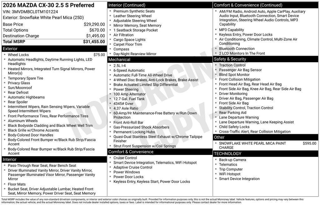 used 2026 Mazda CX-30 car, priced at $26,844