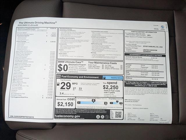 new 2026 BMW X3 car, priced at $57,375