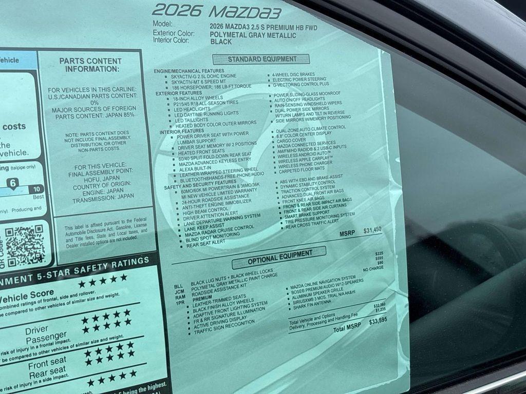 new 2026 Mazda Mazda3 car, priced at $33,595