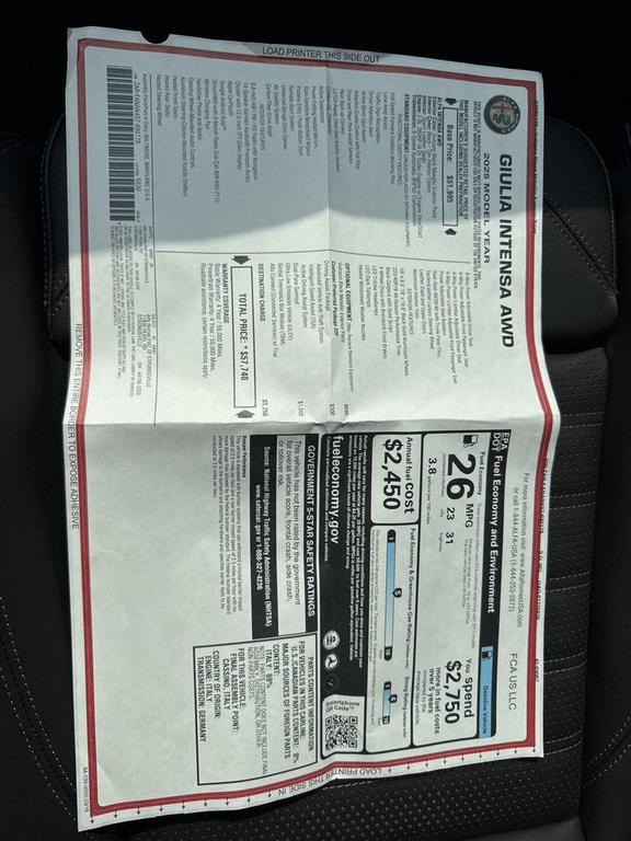 new 2025 Alfa Romeo Giulia car, priced at $52,518