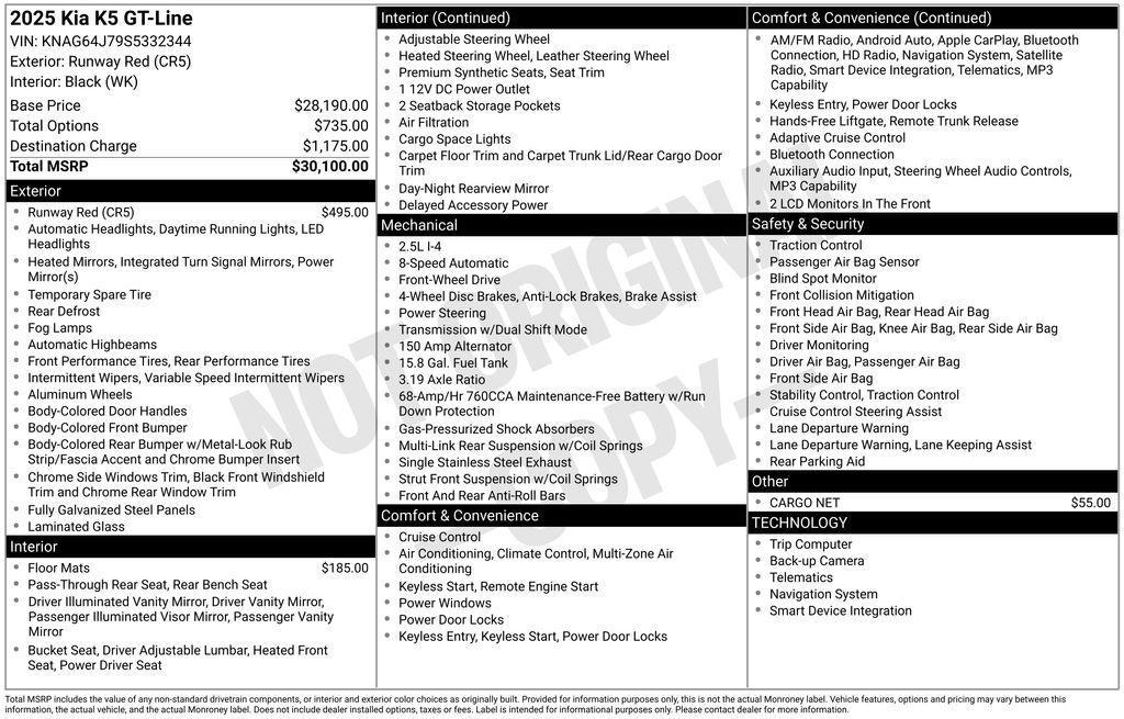 used 2025 Kia K5 car, priced at $27,000