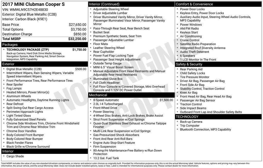 used 2017 MINI Clubman car, priced at $15,500