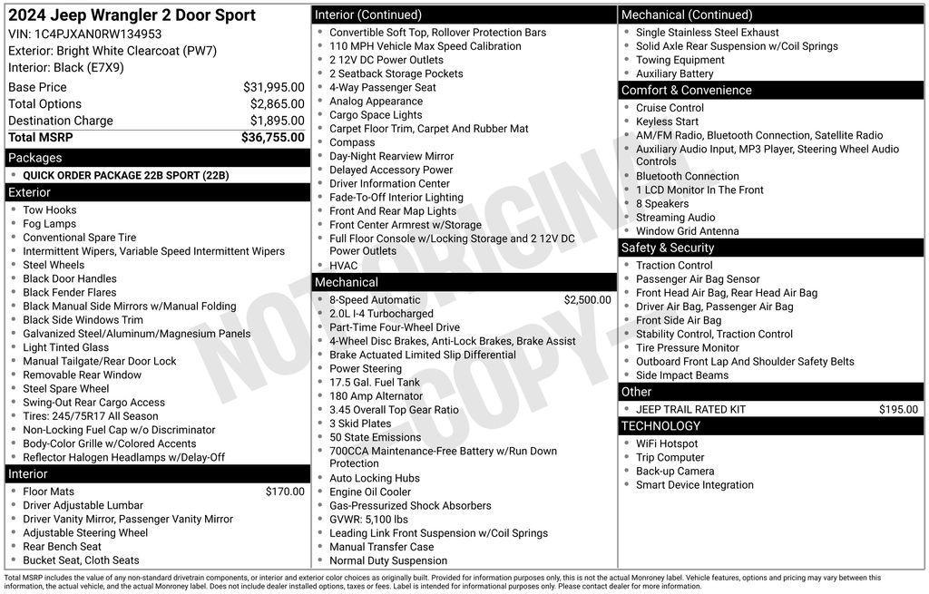 used 2024 Jeep Wrangler car, priced at $27,000
