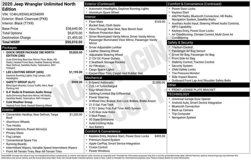 used 2020 Jeep Wrangler Unlimited car, priced at $26,500