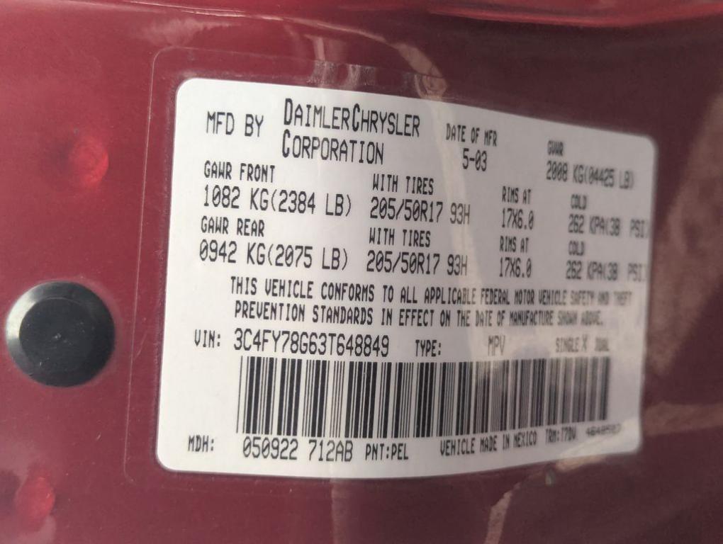 used 2003 Chrysler PT Cruiser car, priced at $3,488