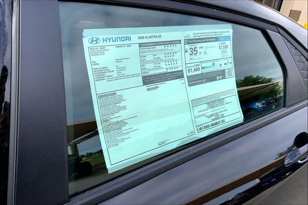 new 2026 Hyundai Elantra car, priced at $23,655