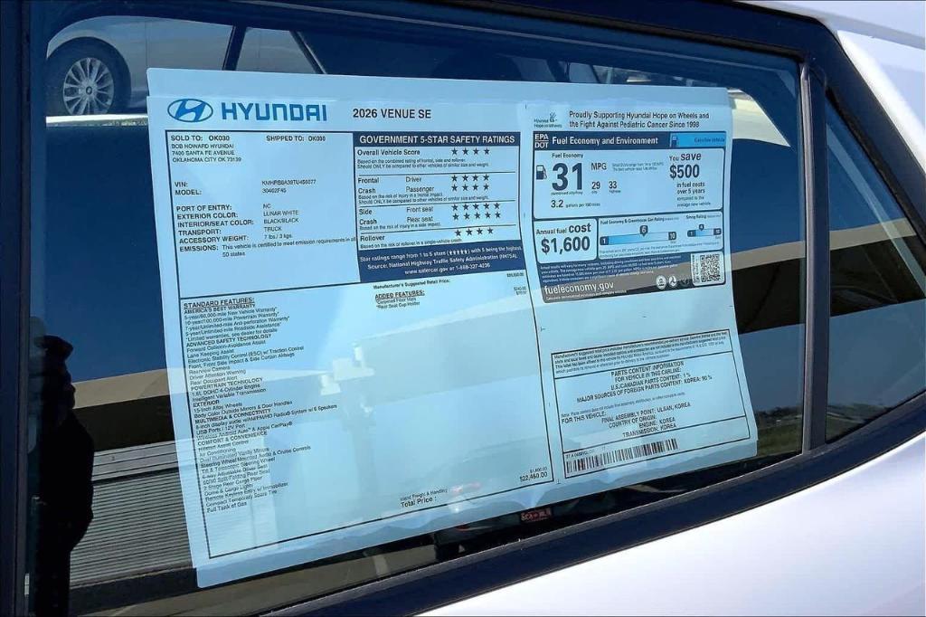 new 2026 Hyundai Venue car, priced at $20,663