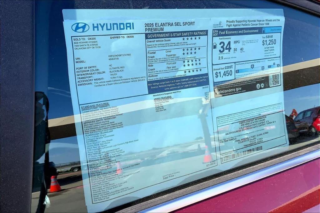 new 2026 Hyundai Elantra car, priced at $21,167