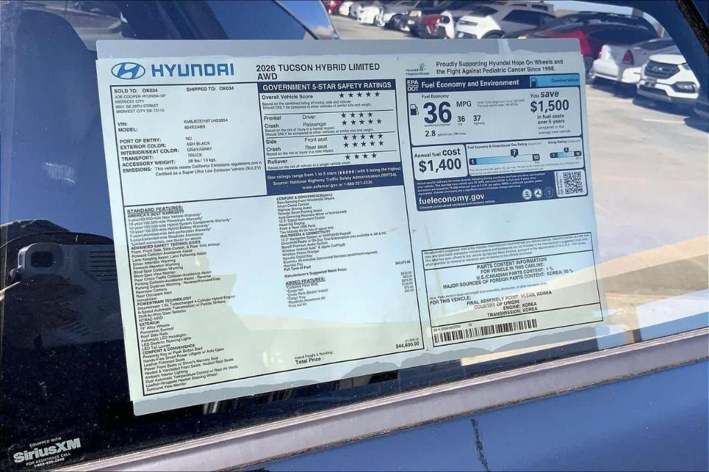 new 2026 Hyundai TUCSON Hybrid car, priced at $35,680