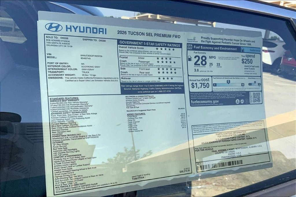 new 2026 Hyundai Tucson car, priced at $28,968