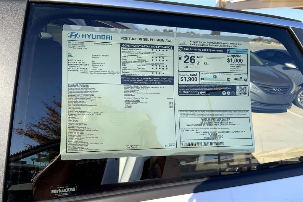 new 2026 Hyundai Tucson car, priced at $32,279