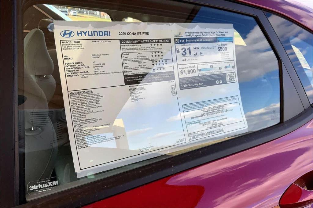 new 2026 Hyundai Kona car, priced at $24,218