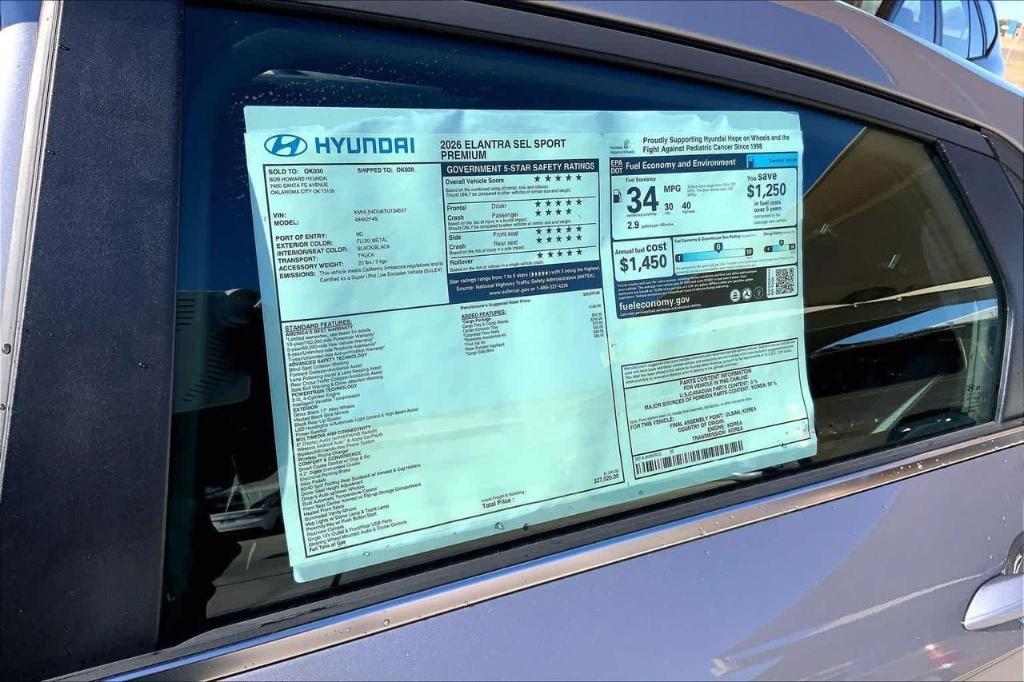 new 2026 Hyundai Elantra car, priced at $20,809