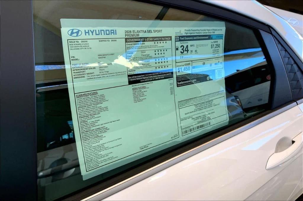 new 2026 Hyundai Elantra car, priced at $22,570