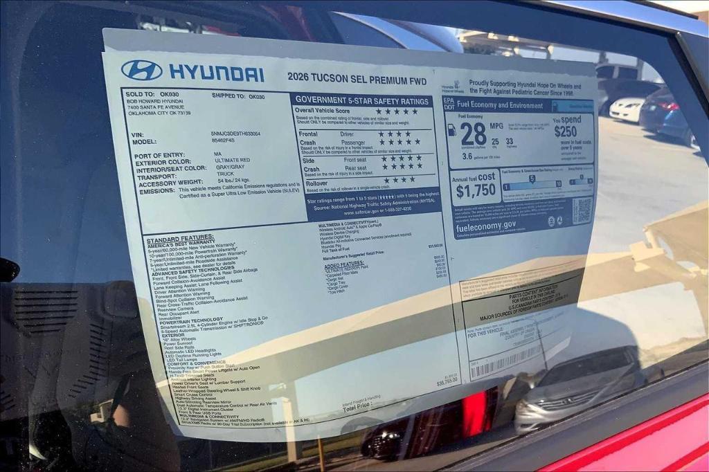 new 2026 Hyundai Tucson car, priced at $31,250