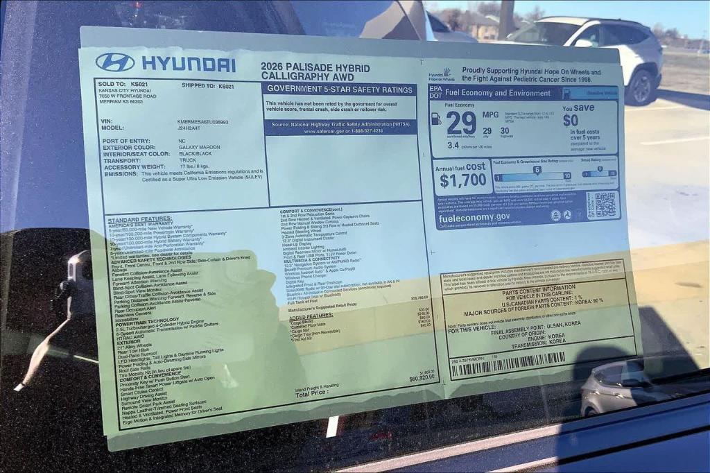 new 2026 Hyundai Palisade Hybrid car, priced at $57,874