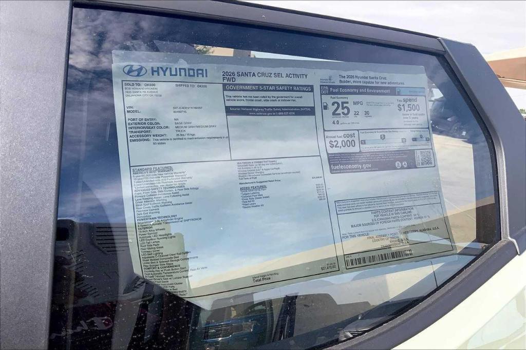 new 2026 Hyundai SANTA CRUZ car, priced at $34,417