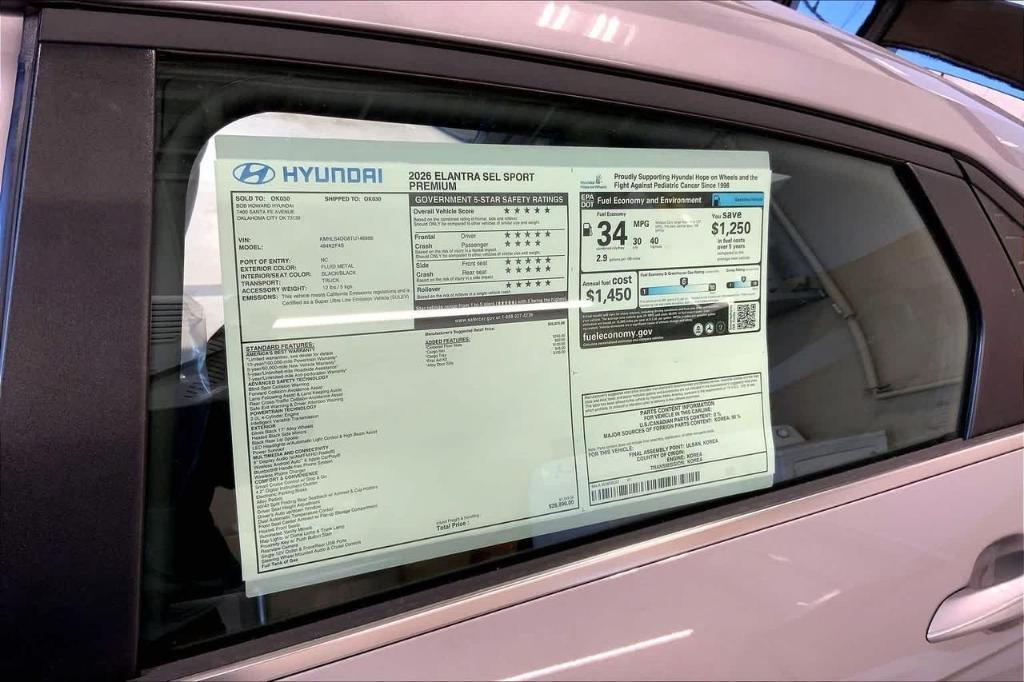 new 2026 Hyundai Elantra car, priced at $20,782