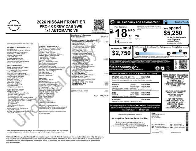 new 2026 Nissan Frontier car, priced at $51,635