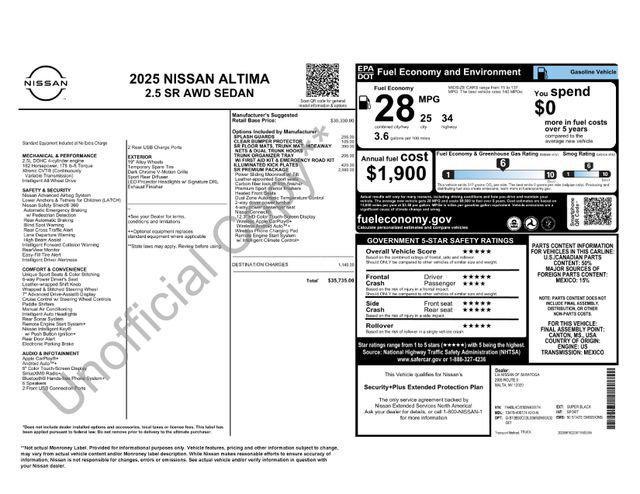 new 2025 Nissan Altima car, priced at $29,265