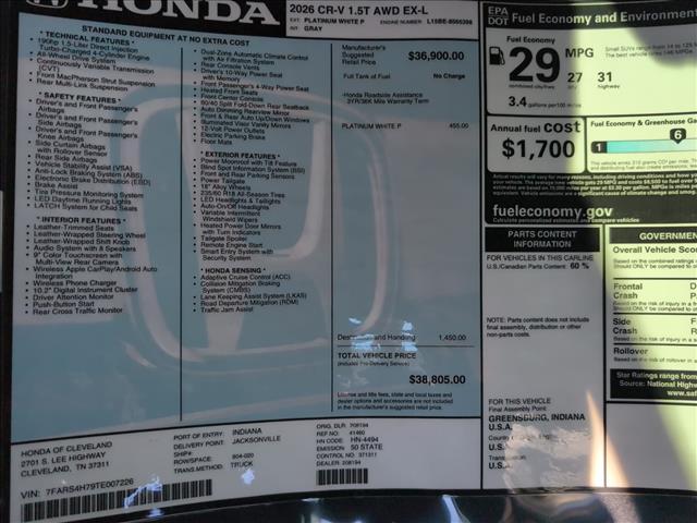 new 2026 Honda CR-V car, priced at $38,805