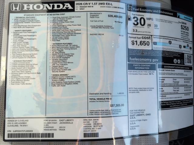 new 2026 Honda CR-V car, priced at $37,305