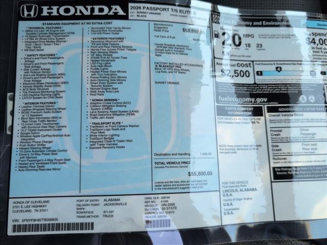 new 2026 Honda Passport car, priced at $55,800