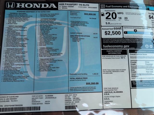 new 2026 Honda Passport car, priced at $55,350