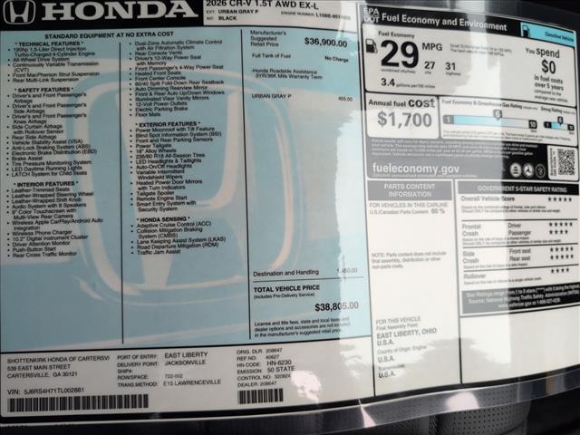 new 2026 Honda CR-V car, priced at $38,805