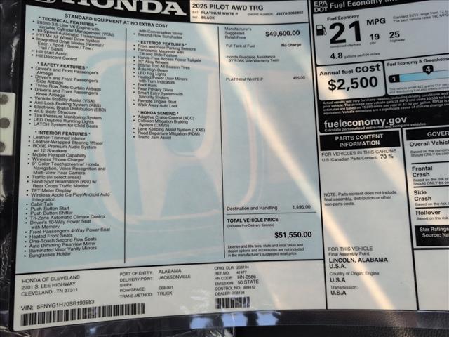 new 2025 Honda Pilot car, priced at $51,550