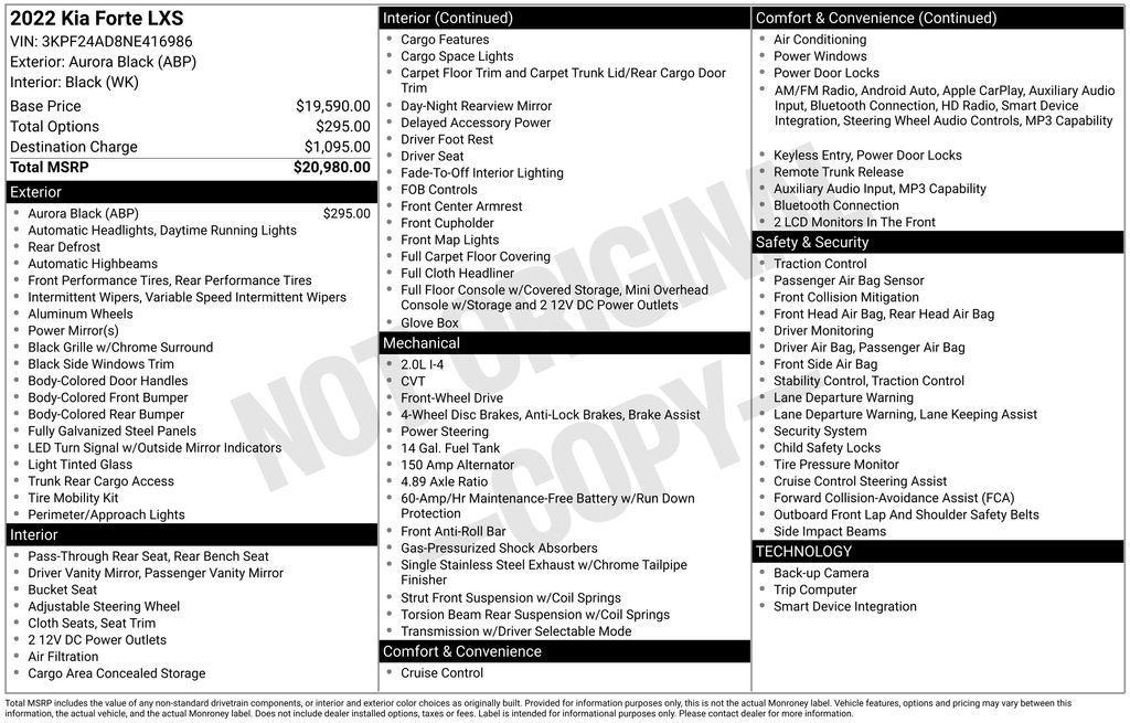 used 2022 Kia Forte car, priced at $13,747