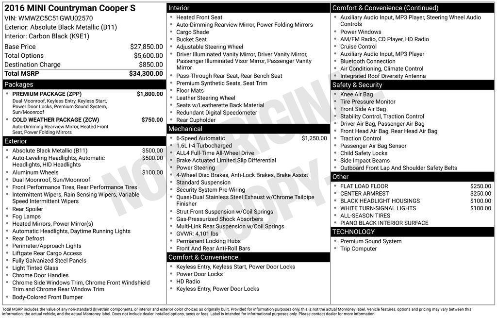 used 2016 MINI Countryman car, priced at $11,999