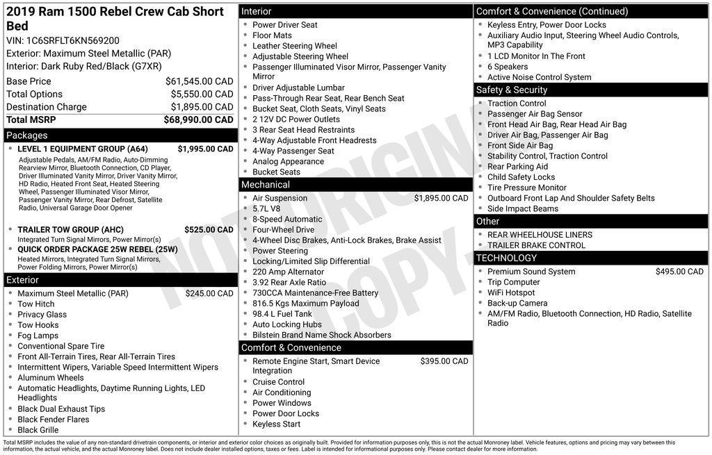used 2019 Ram 1500 car, priced at $29,887