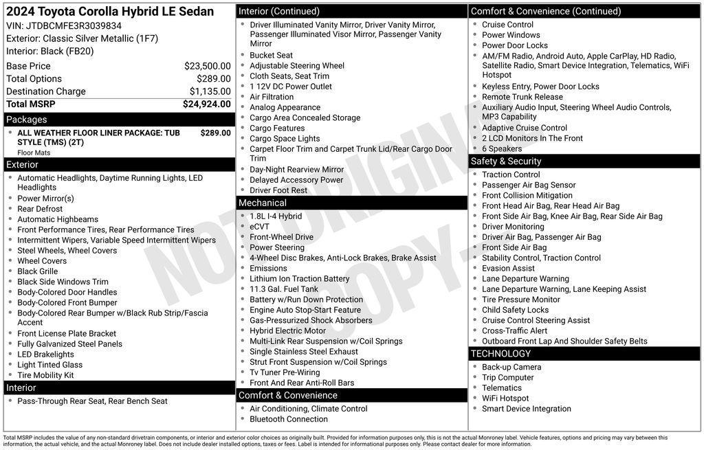 used 2024 Toyota Corolla Hybrid car, priced at $20,484