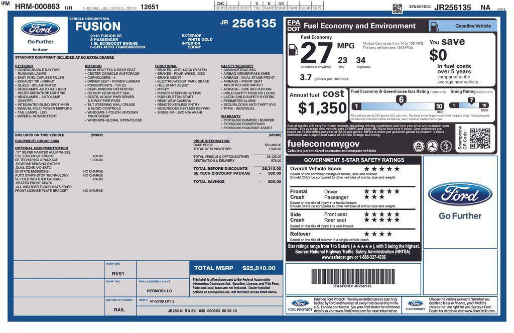 used 2018 Ford Fusion car, priced at $12,295